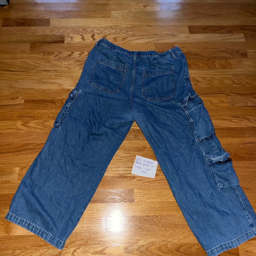 XXL baggy cargo high rise blue jeans with wide legs from Universal threads